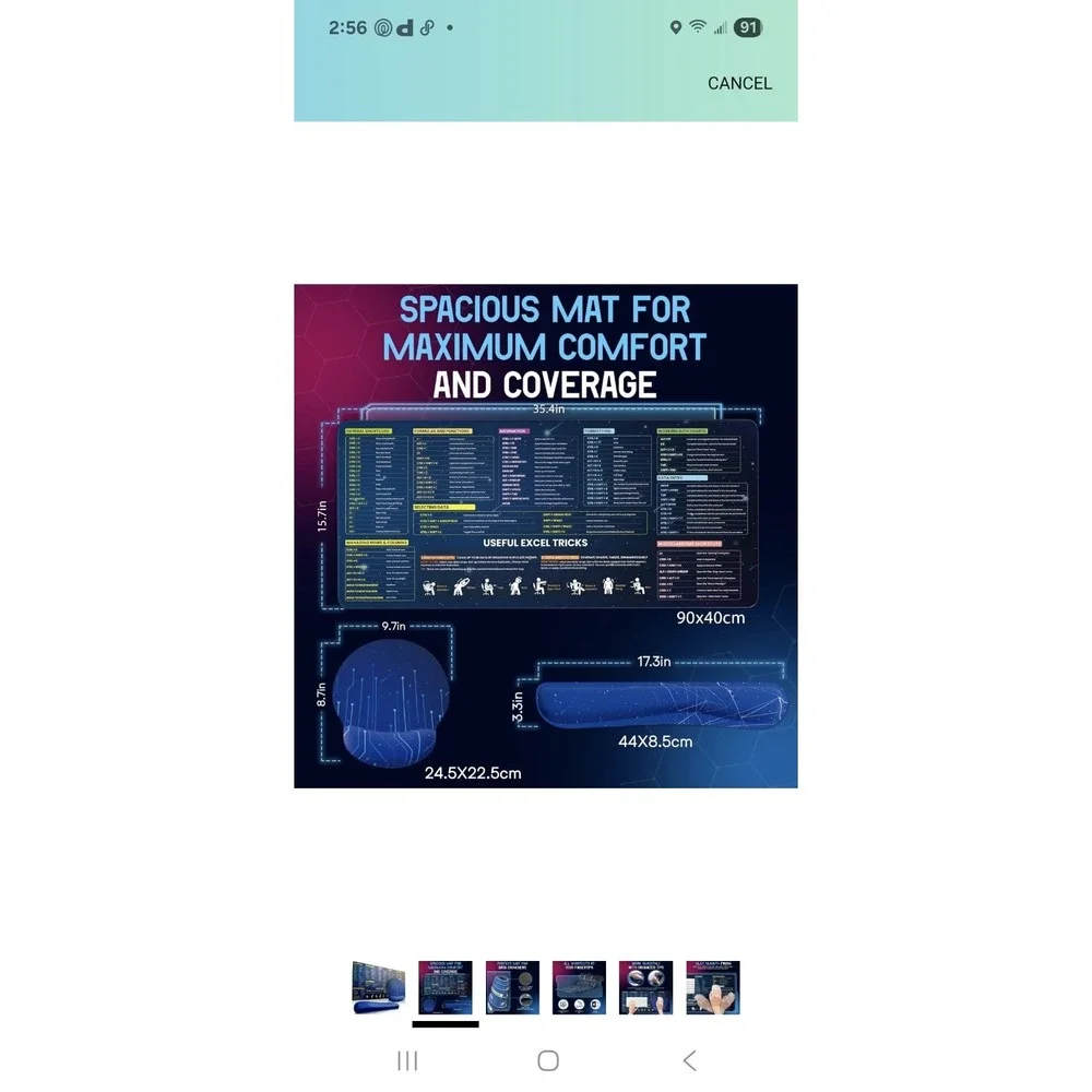 Egronomic Shortcut Mousepad Set. XL Mouse Pad, Keyboard & Mouse Rest Pads A282-4